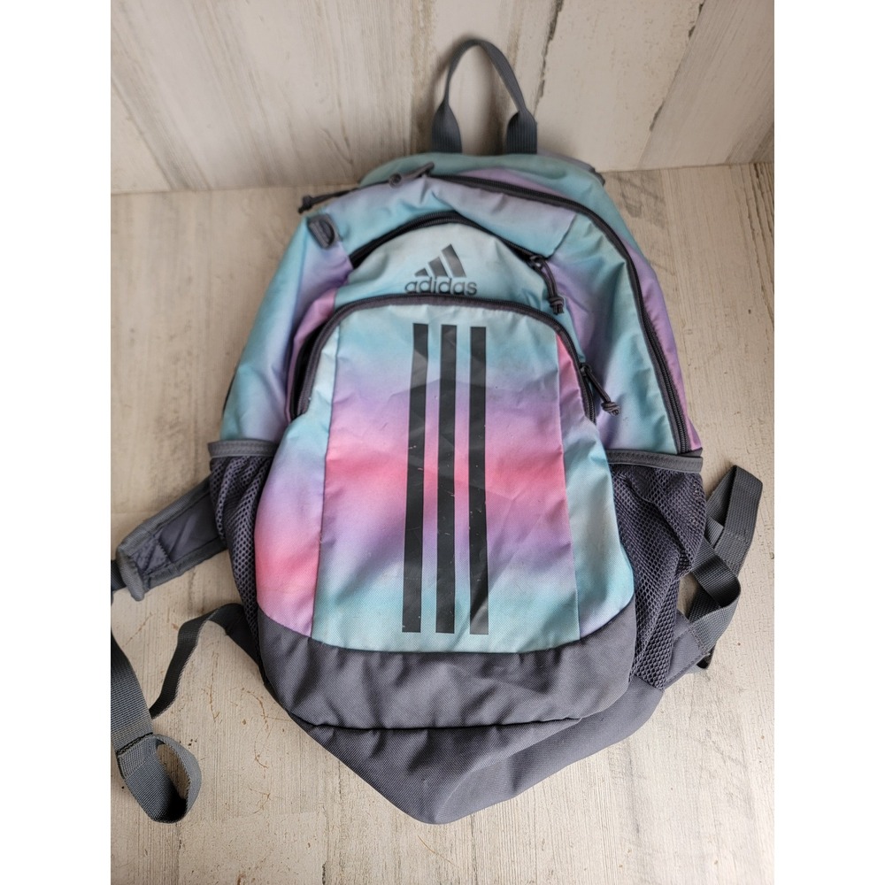 Youth adidas Backpack rainbow AS IS school accessory pink blue